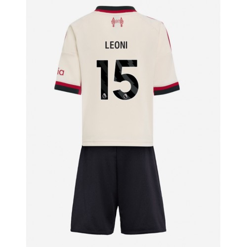 Stroje piłkarskie Liverpool Giovanni Leoni #15 Koszulka Wyjazdowej dla dzieci 2025-26 Krótki Rękaw (+ szorty)